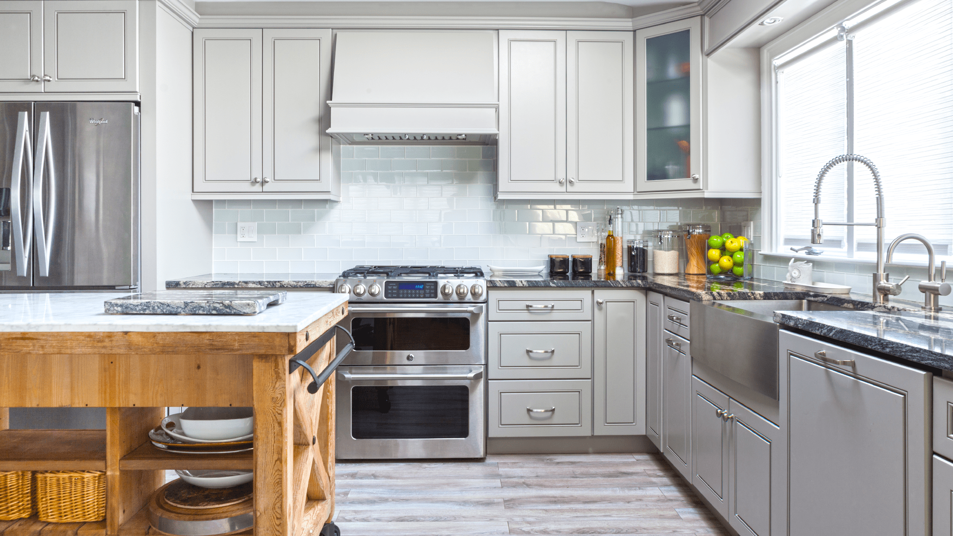 Recessed corner sink cabinet, with a low-divide sink set in Montgomery  counter - Transitional - Kitchen - Houston - by Bay Area Kitchens